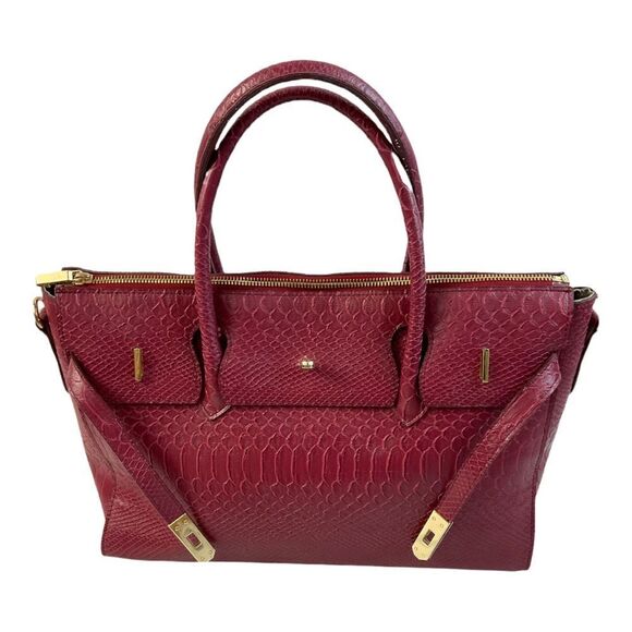 GUNAS NEW YORK Women's HERMIT Burgundy Vegan Leather Double handle Handbag. - Picture 6 of 13